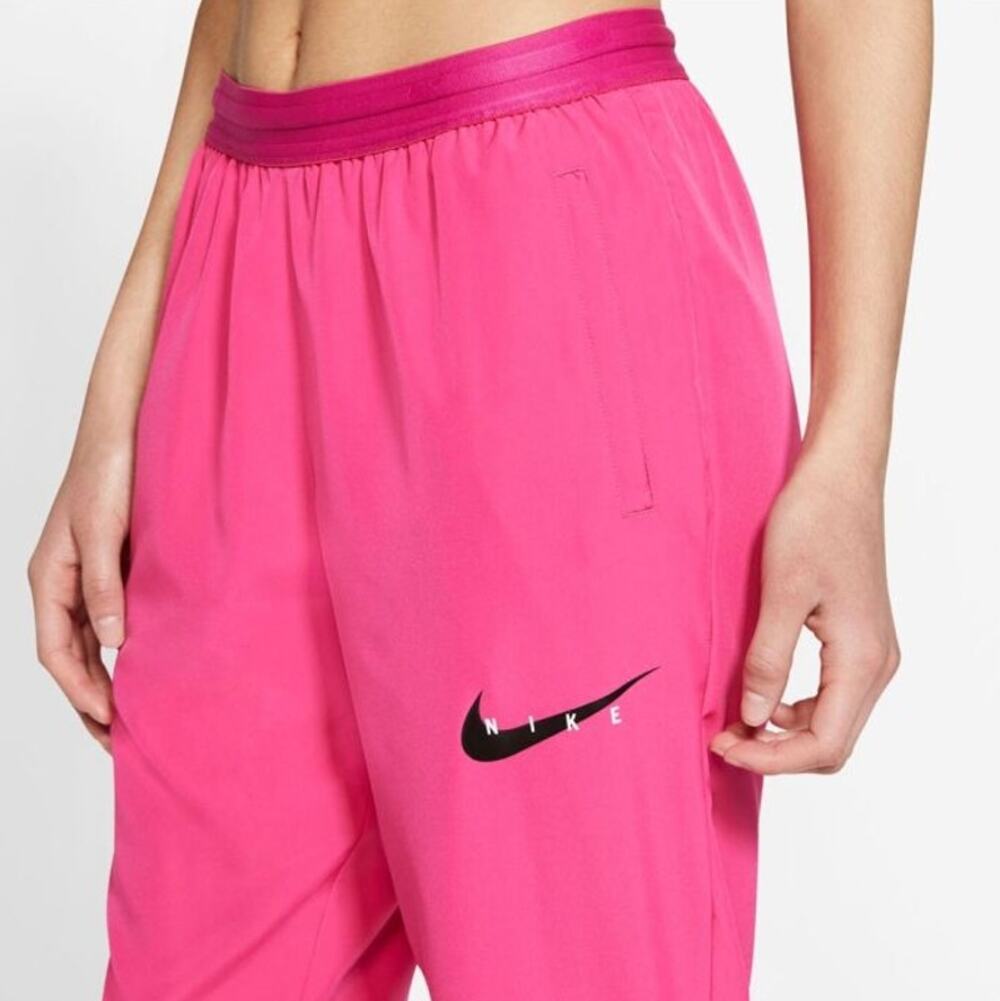 Nike Swoosh Run Track Pant Drawstring Dri Fit Reflective Jogger Sweatpants, Pink